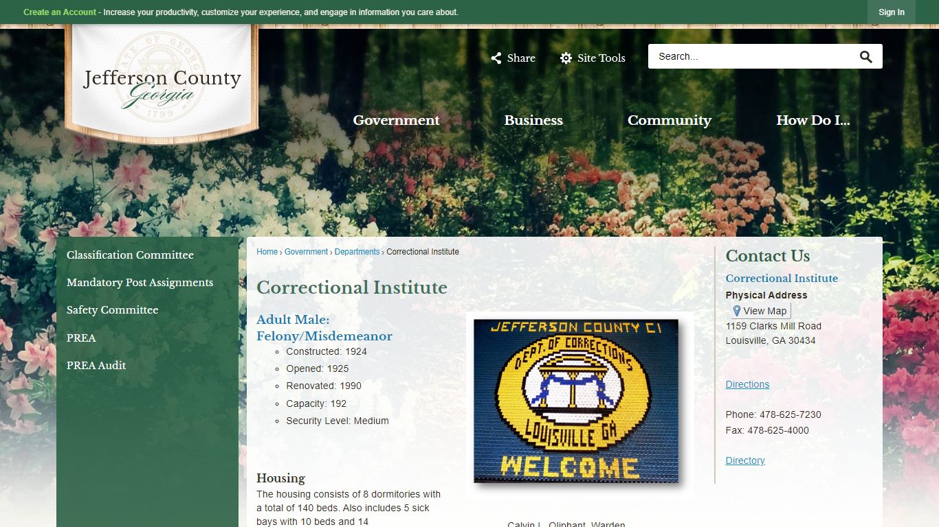 Correctional Institute | Jefferson County, GA - Official Website