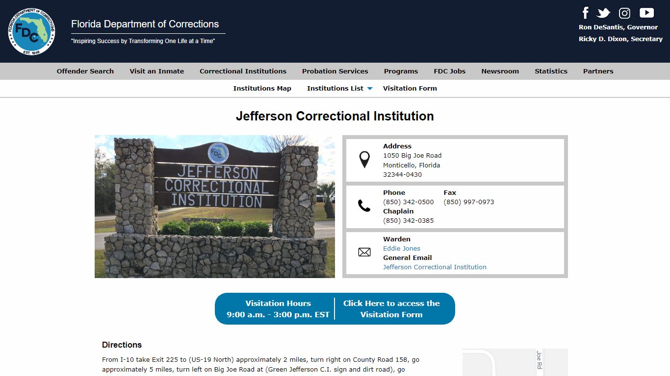 Jefferson Correctional Institution - Florida Department of Corrections